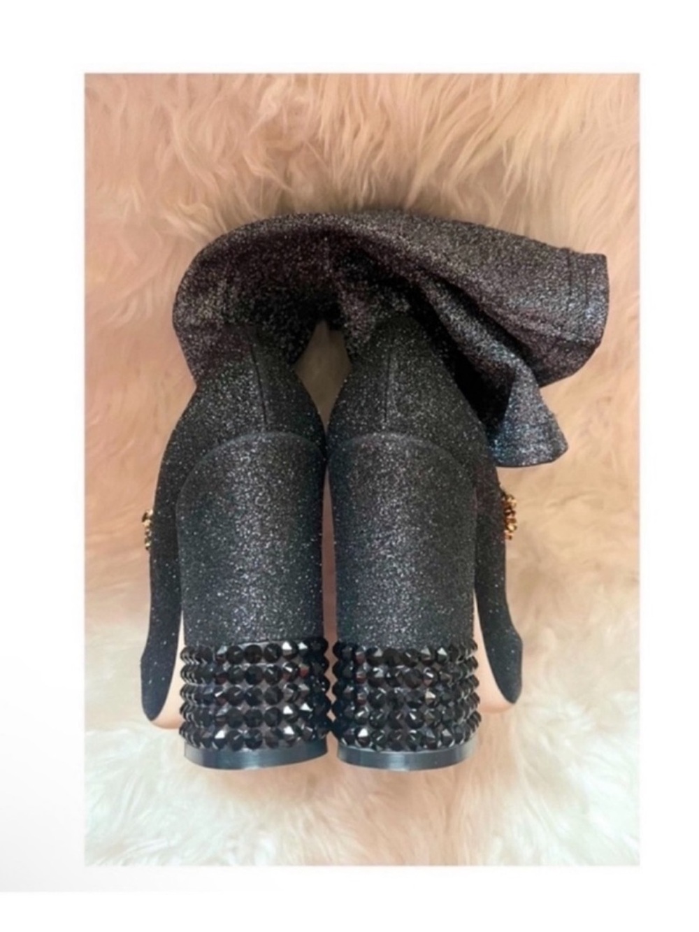 Dolce & Gabbana Crystal Mary Jane Glitter Sock Boots in Black Grey 105mm - Picture 8 of 11